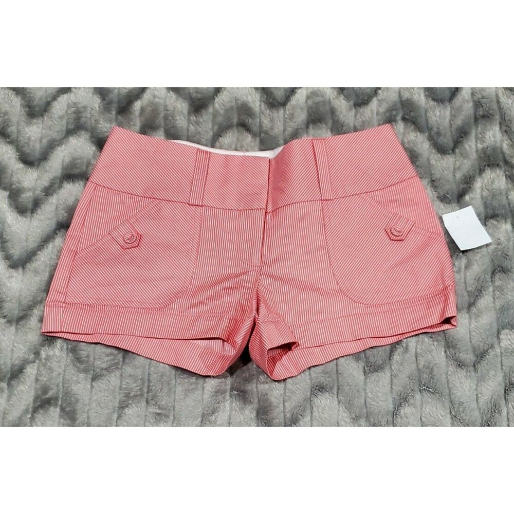 Charlotte Russe Womens Size 2 Melon Pink White Striped Shorts NWT